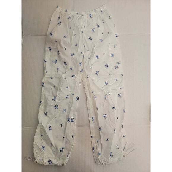 Victoria's Secret PINK Pants Women's XS Parachute Cargo White Floral Retro - Picture 2 of 11